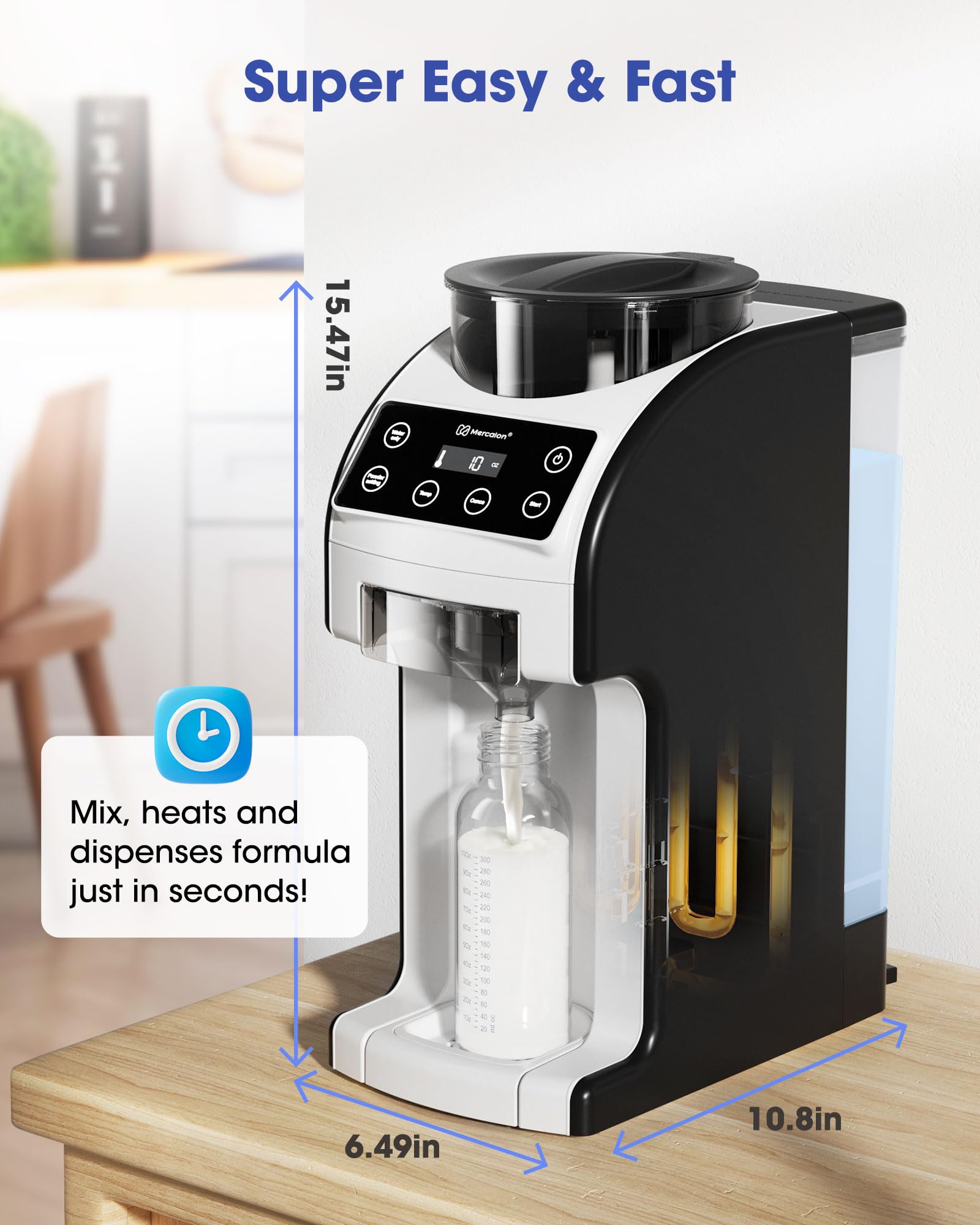 Instant Formula Maker Machine - Fast & Customizable Baby Formula Dispenser with Precise Temperature Control | Automatic Powder Blending for All Bottle Brands | Perfect for Night Feedings & Travel | Black/White