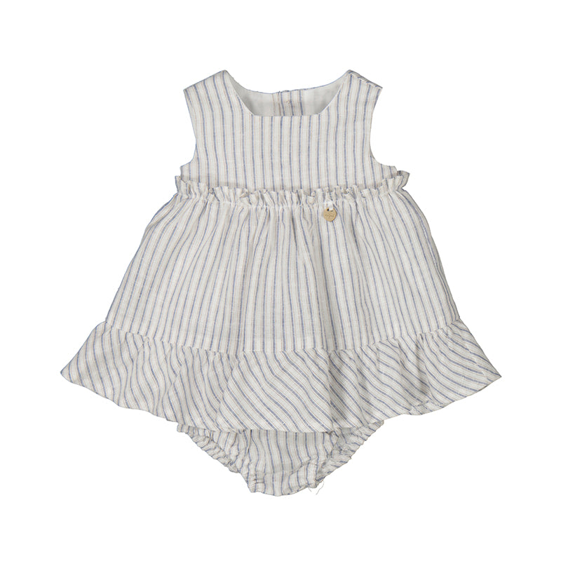 Mayoral Baby Girls' Blue and White Striped Dress - Casual & Party Wear for Infants & Toddlers | Perfect for Photos, Birthdays & Special Occasions