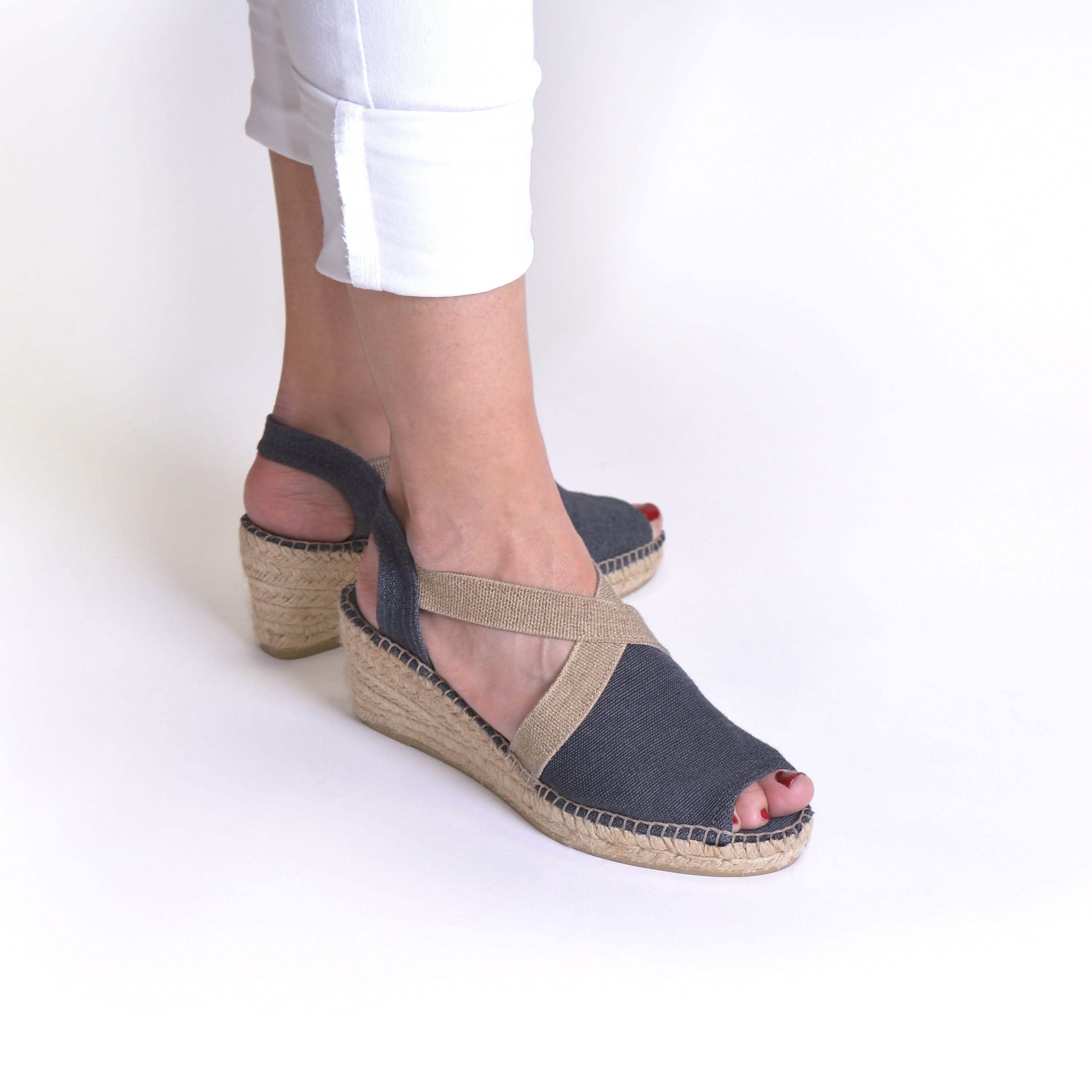 Women's Plain Canvas Wedge Espadrille Shoes - Breda V Comfortable Summer Casual Flats for Beach, Vacation & Everyday Wear
