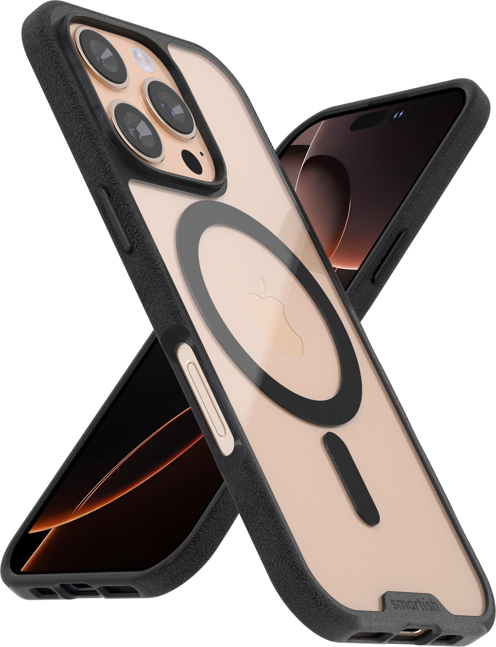Smartish iPhone 16 Pro Magnetic Case - Slim Protective Cover with MagSafe Compatibility & Microfiber Lining | Lightweight Grip Design for Apple iPhone 16 Pro (Clearly Black) | Perfect for Everyday Use, Workouts & Travel Protection