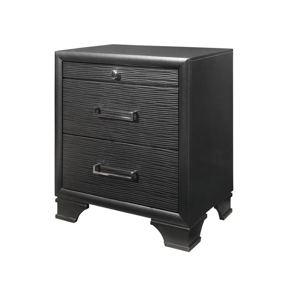Jordyn Textured Nightstand - Modern Grey Bedside Table with Drawer for Bedroom, Living Room & Guest Room | Global Furniture USA