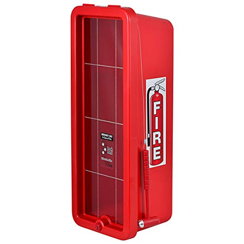 10 lb. Red Surface-Mounted Fire Extinguisher Cabinet with Safety Hammer - Wall-Mounted Fire Safety Storage for Home, Office & Commercial Use