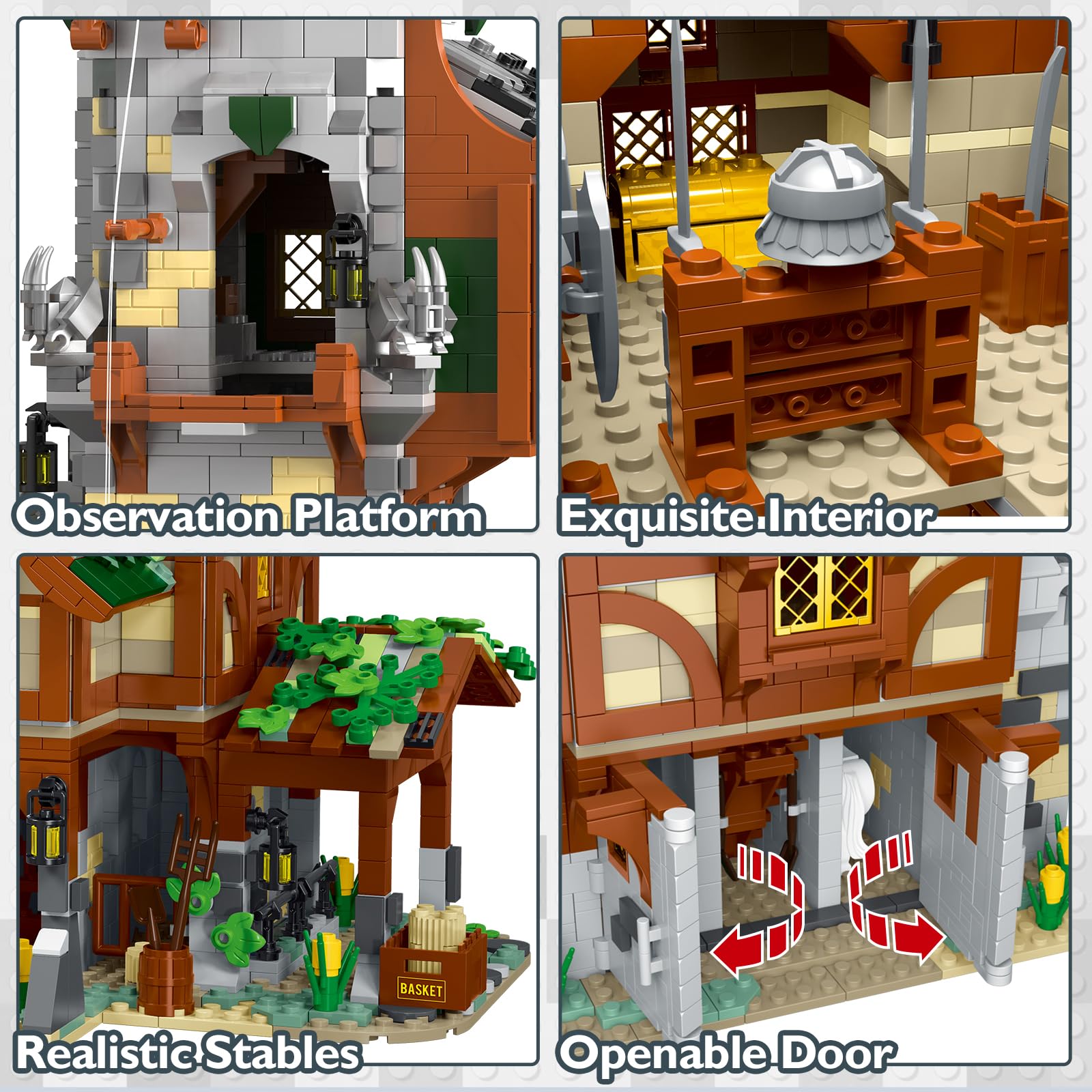 JMBricklayer Medieval Stables & Guard Tower Building Set - 30107 Pieces, Modular Castle Display for Adults & Teens 14+, Creative Gift for Collectors & DIY Enthusiasts | Perfect for Home Decor, Medieval-Themed Displays & Educational STEM Activities