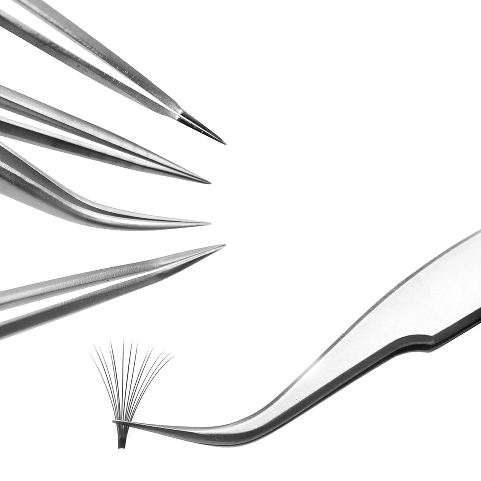 Premium Stainless Steel Eyelash Extension Tweezers Set - 4PCS Anti-Static False Eyelash Applicators with Precision Tips for Professional & Home Use - Perfect for Lash Extensions, Strip Lashes & Makeup Application