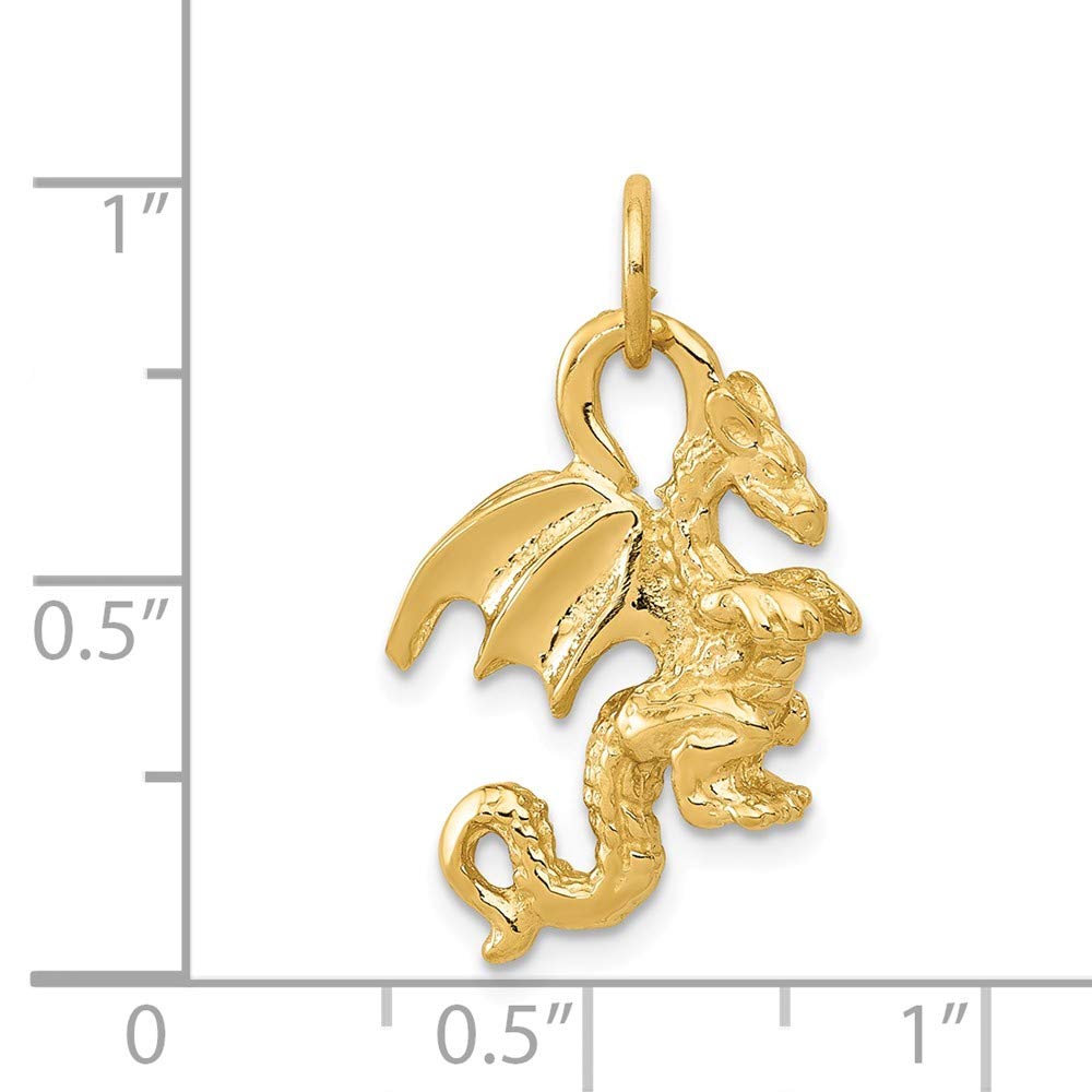 14K Solid Yellow Gold 3D Dragon Charm Pendant - Elegant Jewelry for Gifts, Fashion & Special Occasions