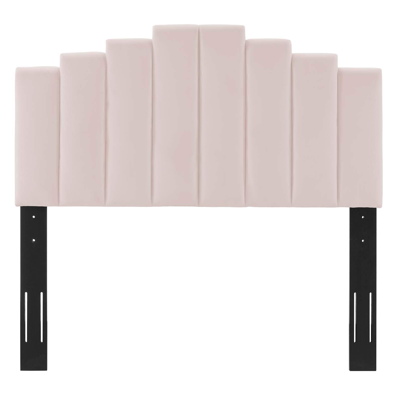 Modway Elise Channel Tufted Performance Velvet King Platform Bed - Pink Velvet Upholstery with Gold Metal Legs - Luxury Bedroom Furniture for Master Suite & Guest Room