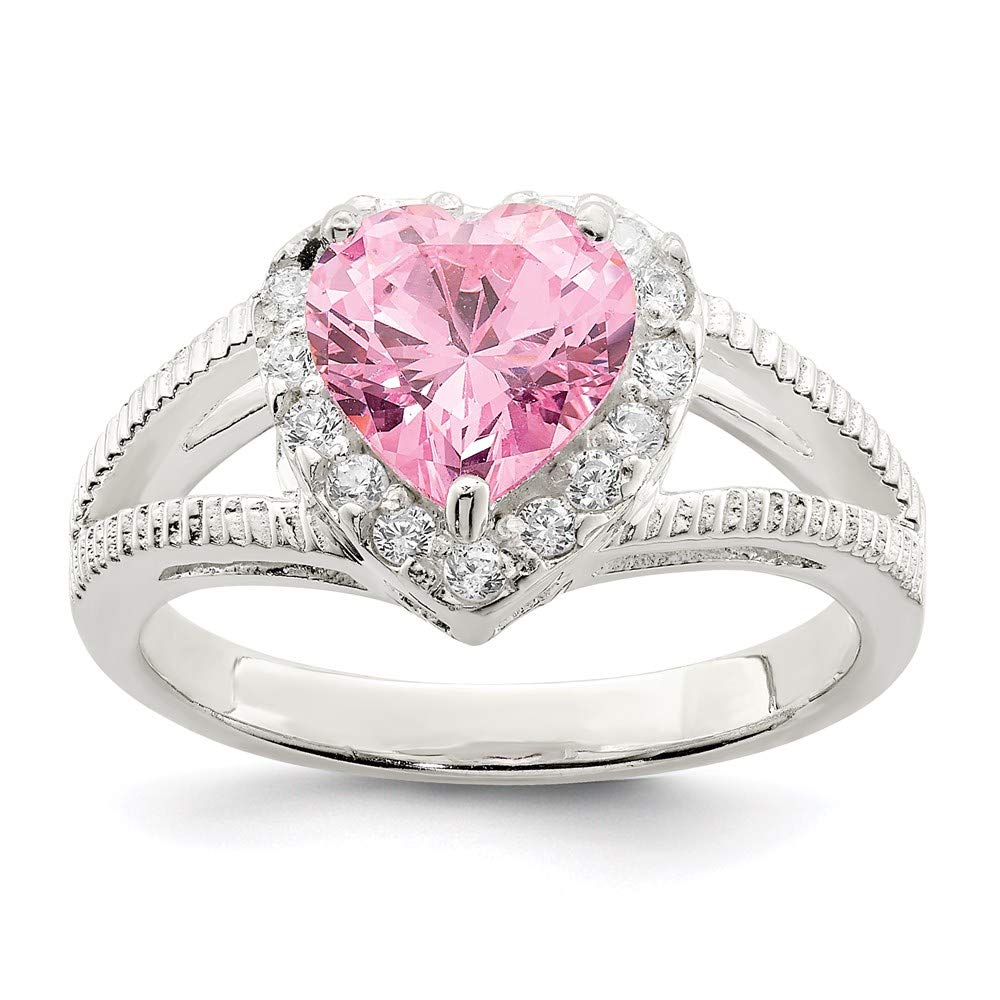 925 Sterling Silver Pink Cubic Zirconia Heart Ring for Women - Elegant Fine Jewelry Gift for Her, Perfect for Valentine's Day, Anniversary, Birthday & Romantic Occasions