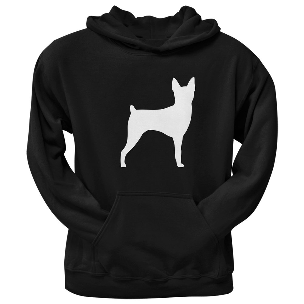 Toy Fox Terrier Silhouette Black Pullover Hoodie for Adults - Cozy Casual Wear for Dog Lovers & Outdoor Activities