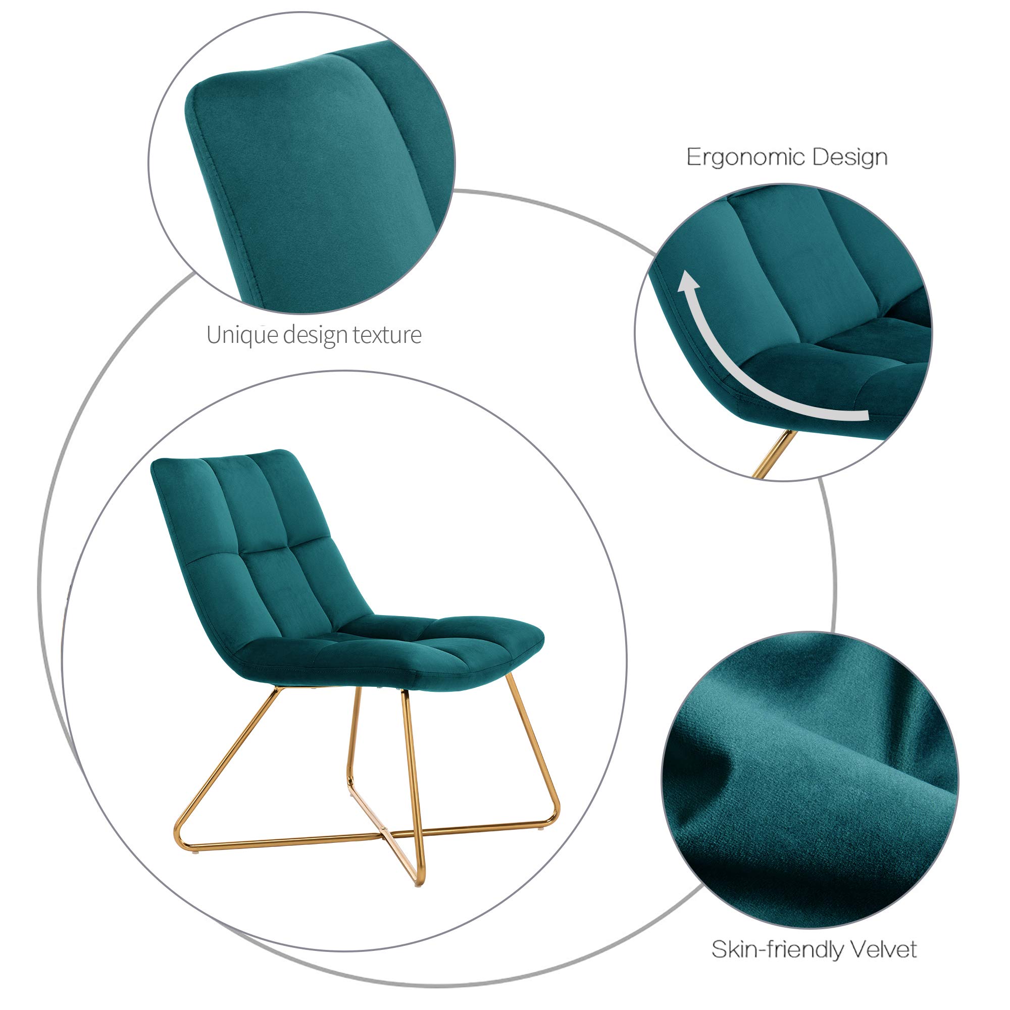 DUHOME Velvet Accent Chair - Mid Century Modern Lounge Chair with Gold Metal Legs, Salmon Pink Retro Vanity Chair for Living Room & Bedroom (1PC) - Perfect for Reading Nooks, Dressing Areas & Cozy Corners