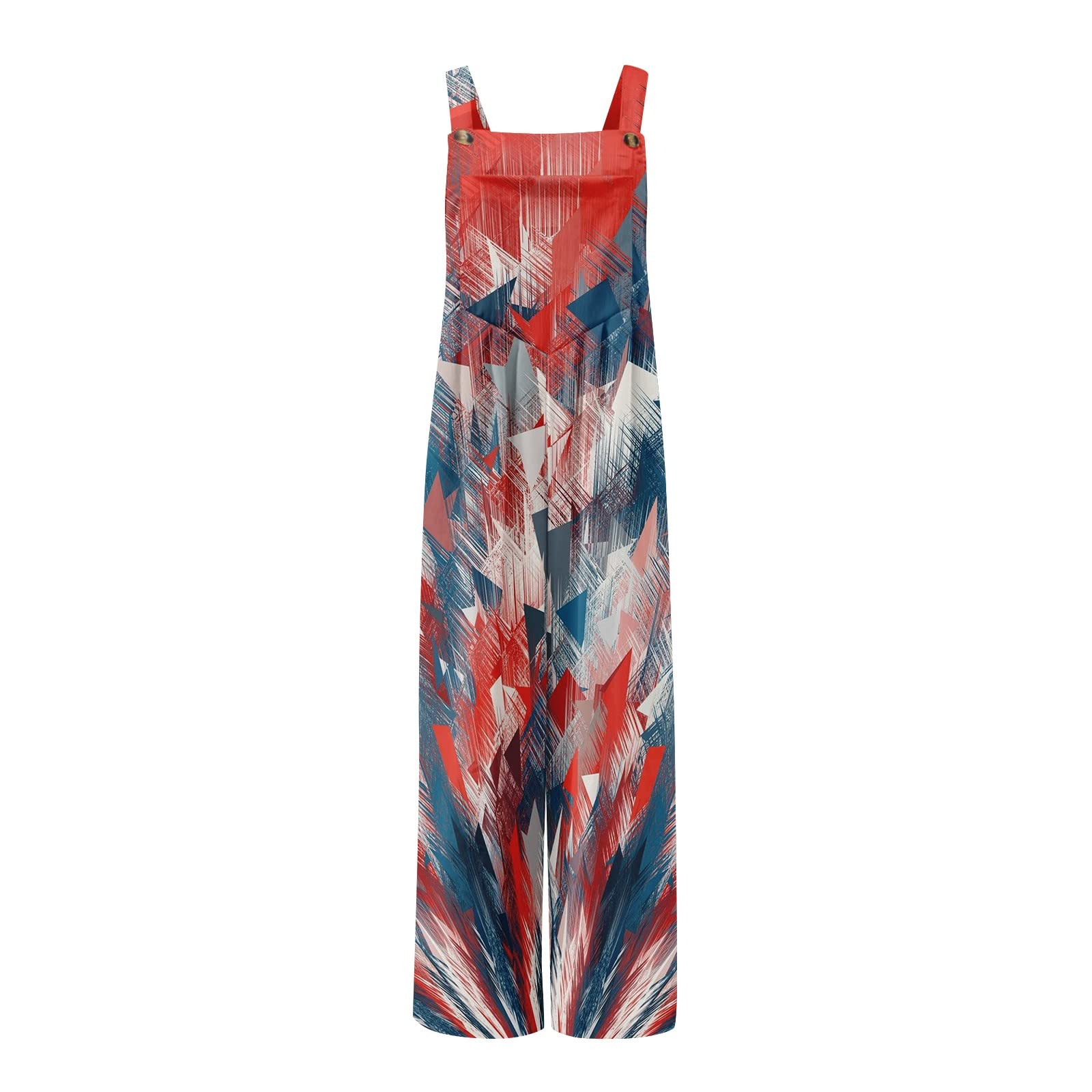 Women's Linen Jumpsuit with Side Pockets - Flowy Summer Romper with Print Design, Non-Adjustable Straps (Sizes S-2XL) | Perfect for Beach Vacations, Casual Outings & Summer Parties