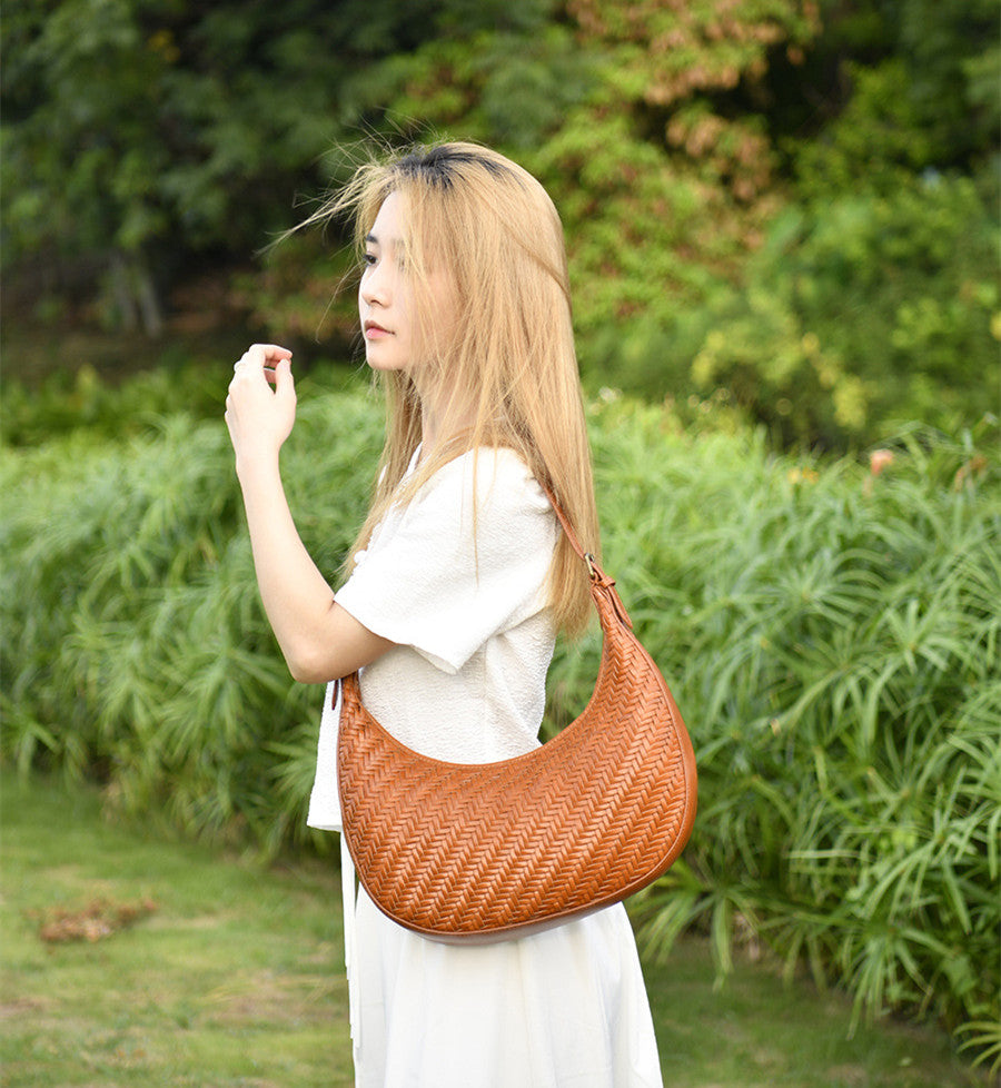 Handwoven Crescent Shoulder Bag for Women - Boho Crossbody Purse with Adjustable Strap - Perfect for Travel, Shopping & Everyday Use
