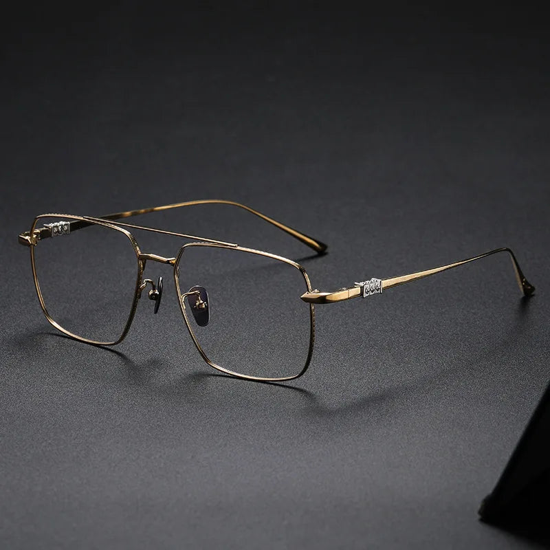 Aimee Unisex Full Rim Square Double Bridge Titanium Eyeglasses 5193 - Lightweight Durable Frame for Men & Women - Perfect for Reading, Work & Fashion Accessories