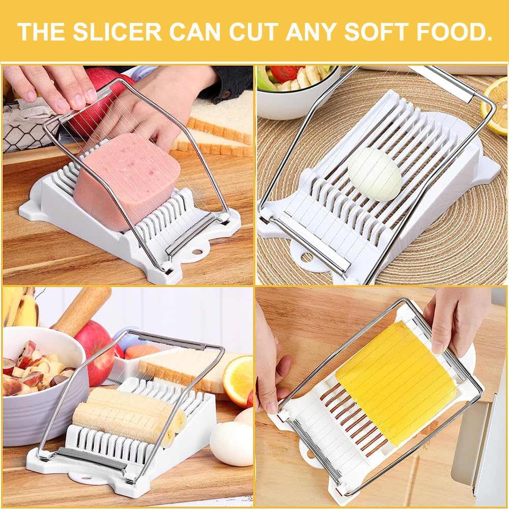 Premium Stainless Steel Wire Egg & Fruit Slicer - Perfect for Luncheon Meat, Onions, Strawberries, Avocado, Mango, Tomato, Banana & Tofu - Ideal for Meal Prep, Salad Making & Party Platters