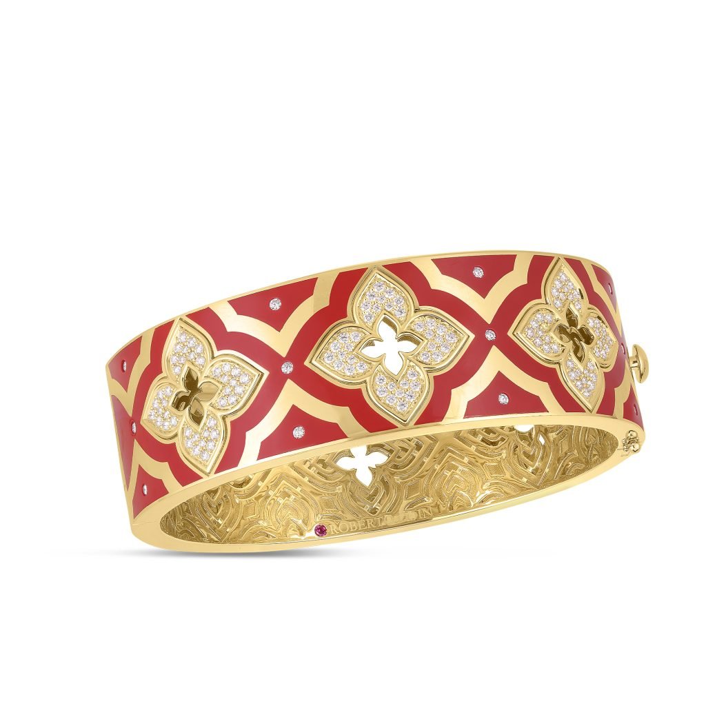Roberto Coin Red Enamel Venetian Princess Bangle Bracelet - Luxury Italian Jewelry for Women, Elegant Gift for Wedding, Anniversary & Special Occasions
