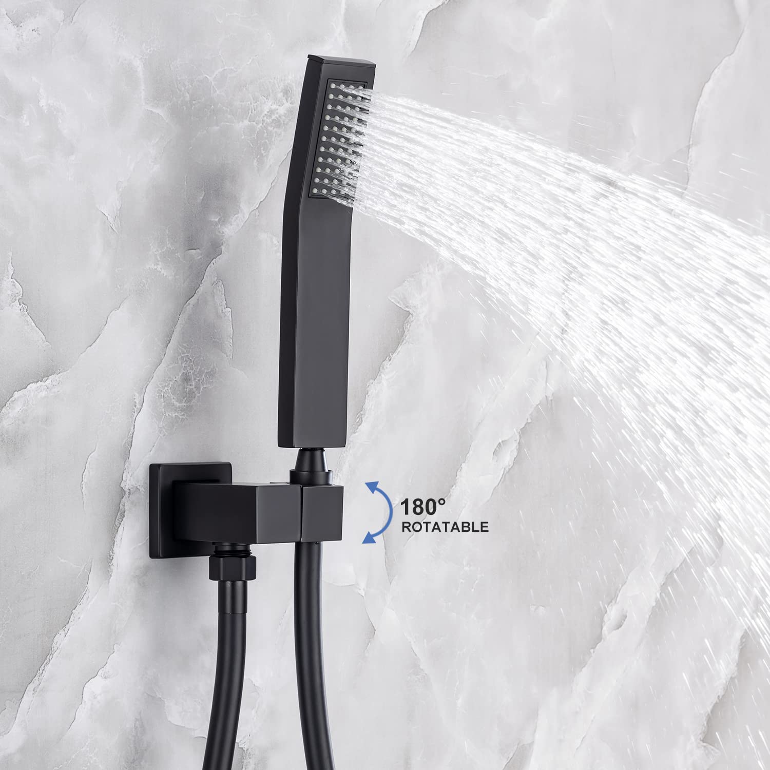 Luxury Matte Black 12 Inch Square Rain Shower Head System - Wall Mounted Rainfall Shower Combo Set with Faucet Rough-in Valve (Perfect for Modern Bathroom & Spa Experience)