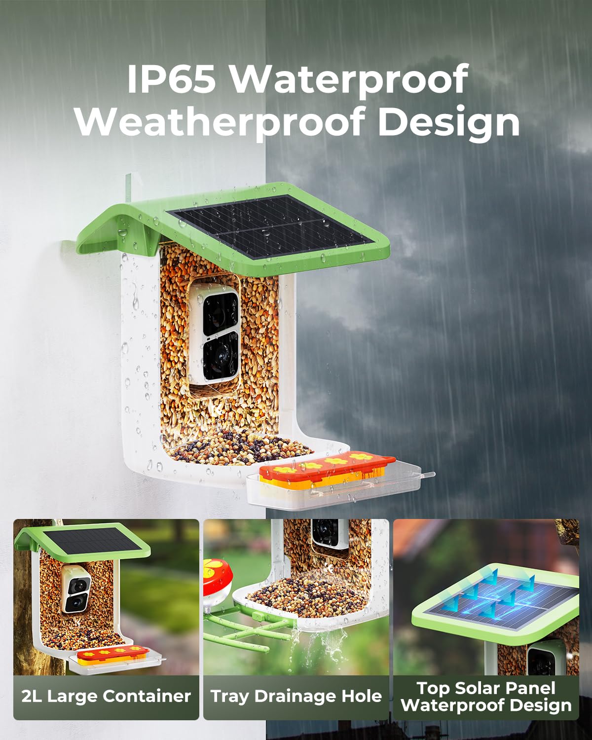 Smart Bird Feeder with Camera - 1080P HD AI Hummingbird Identification & Auto Video Capture, 2-in-1 Feeder Perch | Perfect for Backyard Bird Watching & Nature Photography
