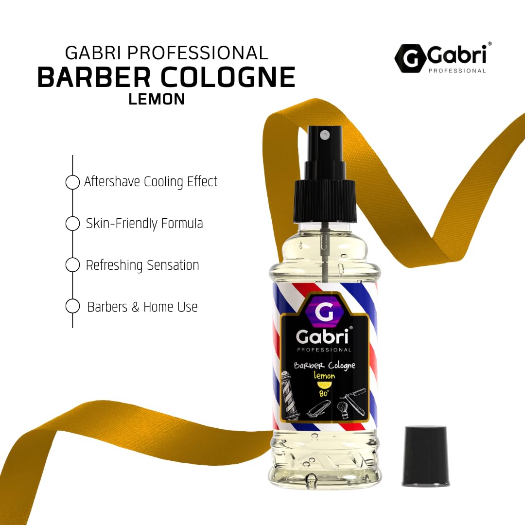 Gabri Professional Barber Cologne for Men - Turkish Aftershave Cologne Spray, 150ml (No7 Lemon Scent) | Refreshing Post-Shave & Daily Fragrance for Grooming & Special Occasions