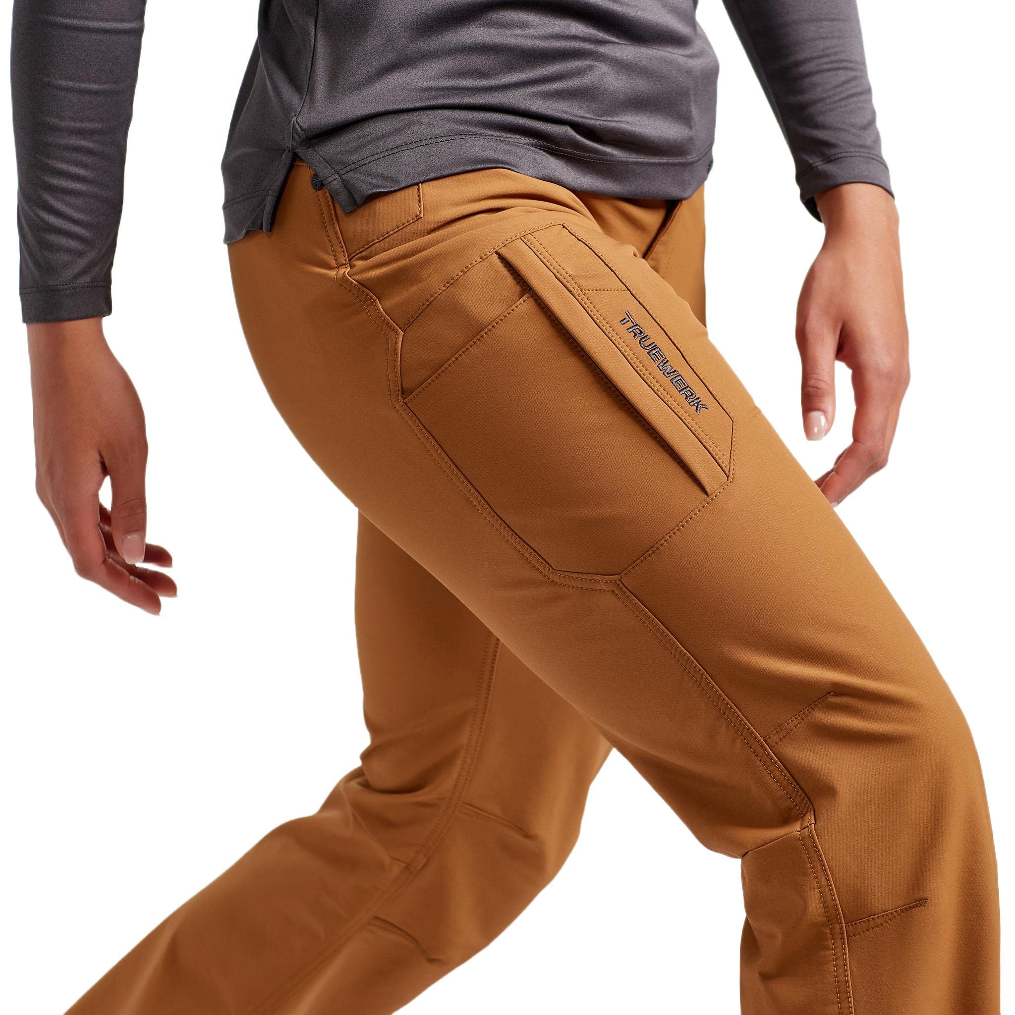 TRUEWERK Women's Work Pants - T2 WerkPants - Relaxed Fit Lightweight Water-Resistant Cargo Pants with 4-Way Stretch for Construction, Landscaping & Outdoor Work