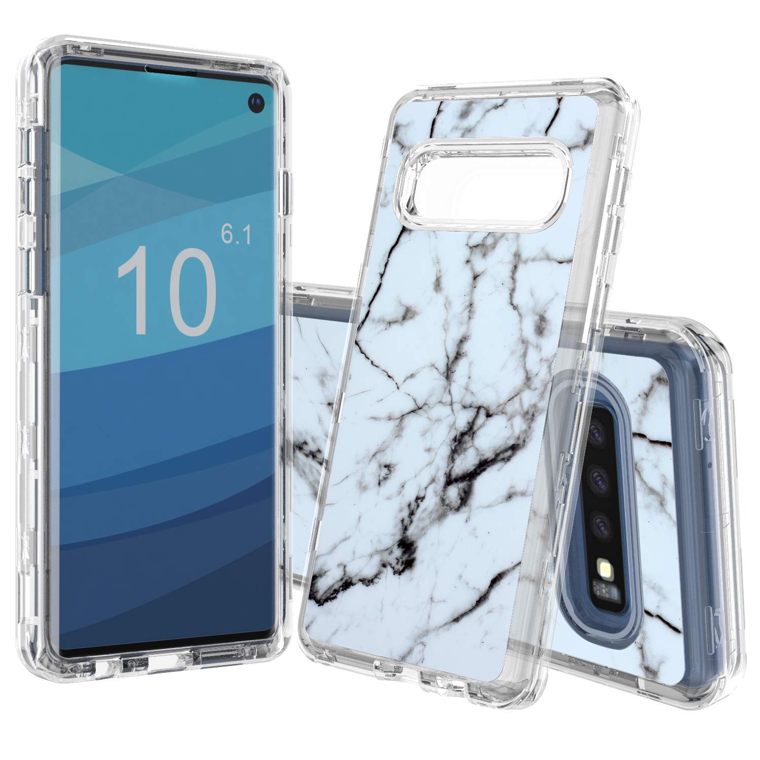 Premium Shockproof Samsung Galaxy S10 Case - Heavy Duty 3-Layer Protection with Hard PC & TPU Bumper | Marble Pattern Design | Durable Phone Cover for Everyday Use, Work & Outdoor Activities