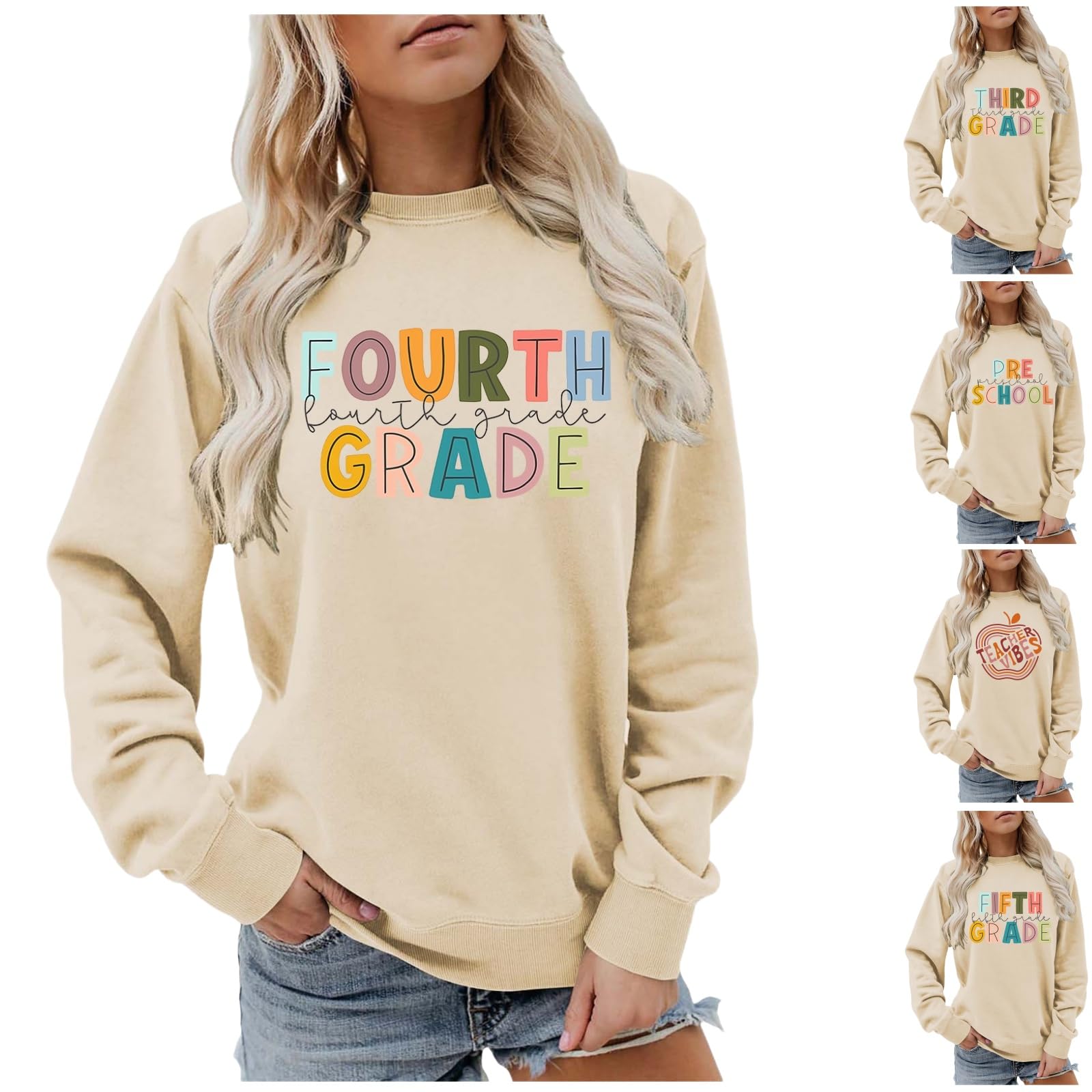 2024 Women's Teacher Sweatshirts - First Day of School Pullover with Print Design | Comfortable Back to School Outfit for Educators | Perfect for Classroom, Teacher Appreciation & Casual Wear