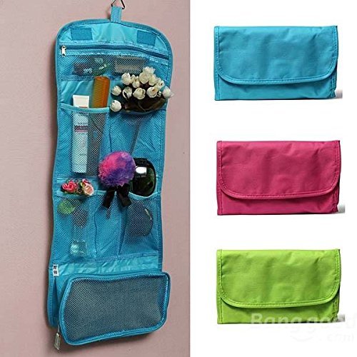 Glive's Multipurpose Foldable Wall Hanging Makeup Organizer - Travel Cosmetic Bag with Storage Pockets for Bathroom, Bedroom & Dorm Room Organization