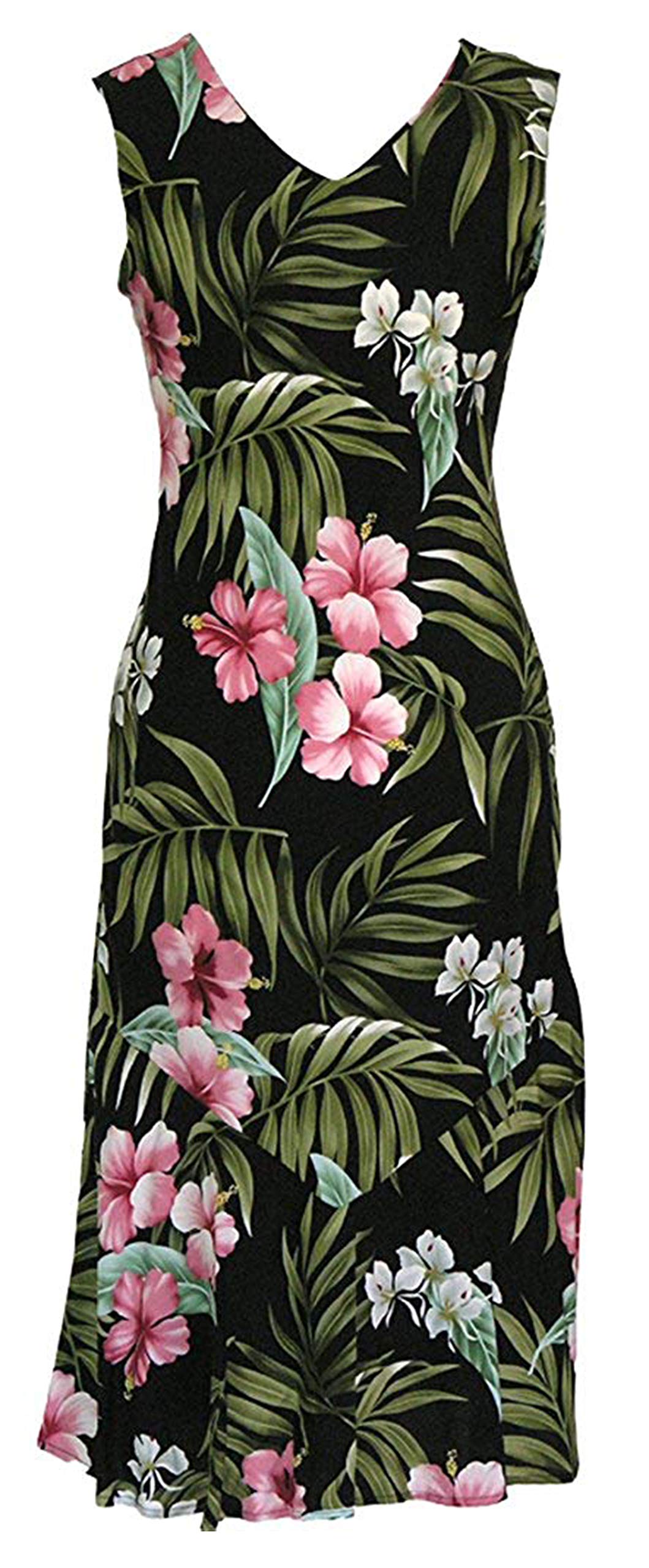 RJC Women's Floral Print Long Tank Dress - Pale Hibiscus Orchid Design for Summer Beachwear & Casual Outings