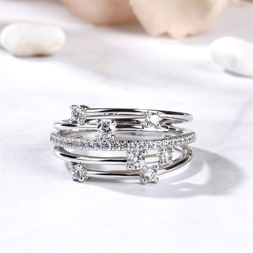 1 Carat Star Rings for Women | Sterling Silver Cocktail Engagement Rings | Three Row White Diamond Wedding Band | Cubic Zirconia Anniversary Promise Rings | Birthday Gift with Jewelry Box | Perfect for Weddings, Anniversaries & Special Occasions