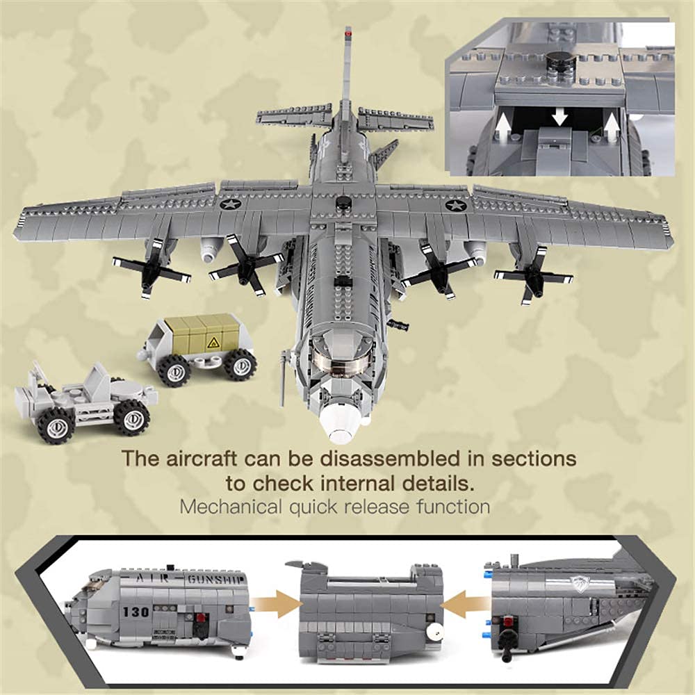 Xingbao Military Army Series AC130 Aerial Gunboat Building Blocks Set - 1500+ Pieces WW2 Aircraft Model, Educational STEM Toy for Adults & Kids, Compatible with LEGO - Perfect for Collectors, Display & WWII History Enthusiasts