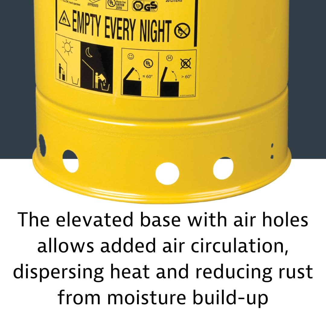 Justrite 14 Gallon Galvanized Steel Oily Waste Can with Self-Closing Lid - 20