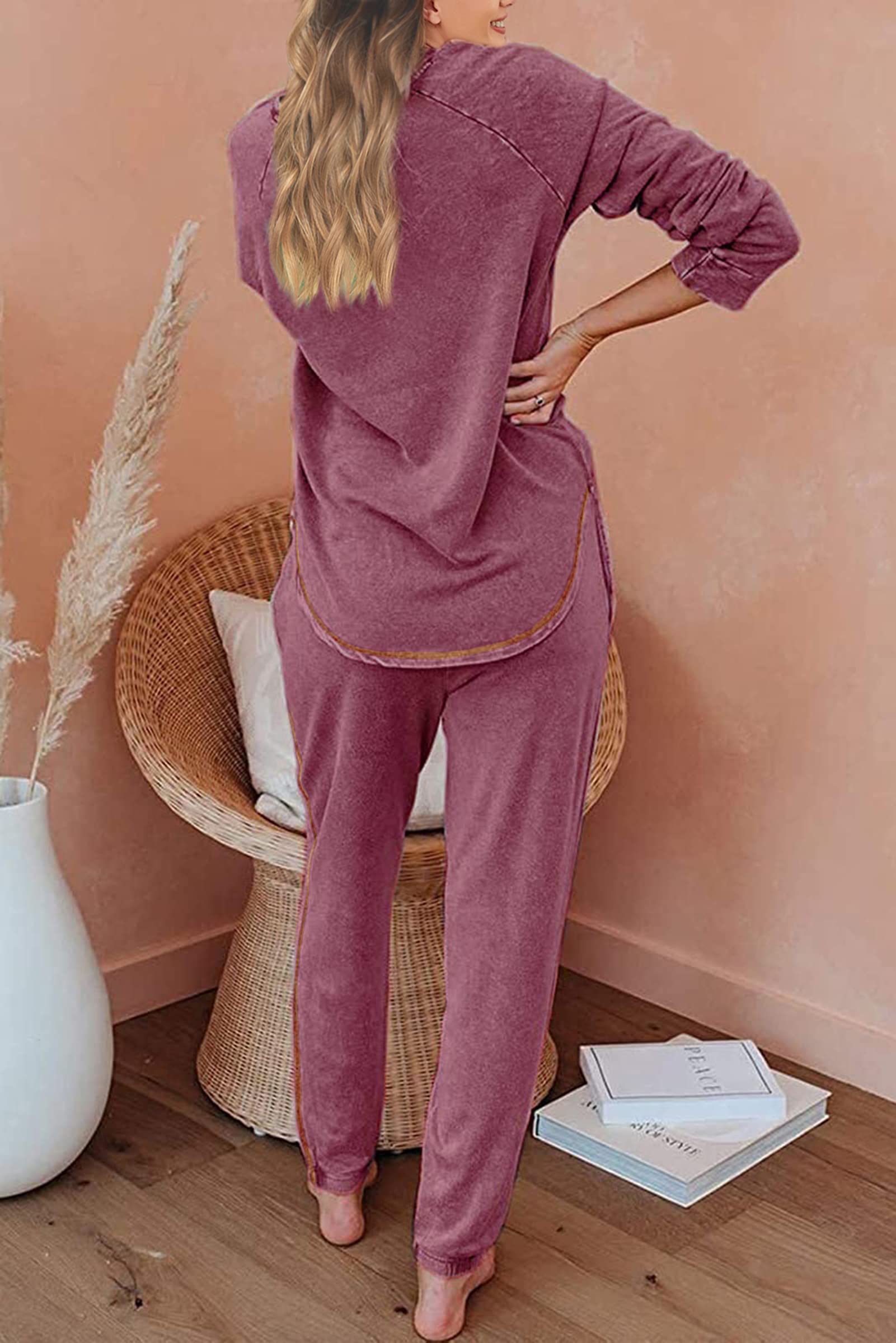 Cysincos Women's 2-Piece Sweatsuit Set - Long Sleeve Pullover & Drawstring Jogger Pants - Soft Loungewear for Yoga, Running, Gym, and Home Relaxation
