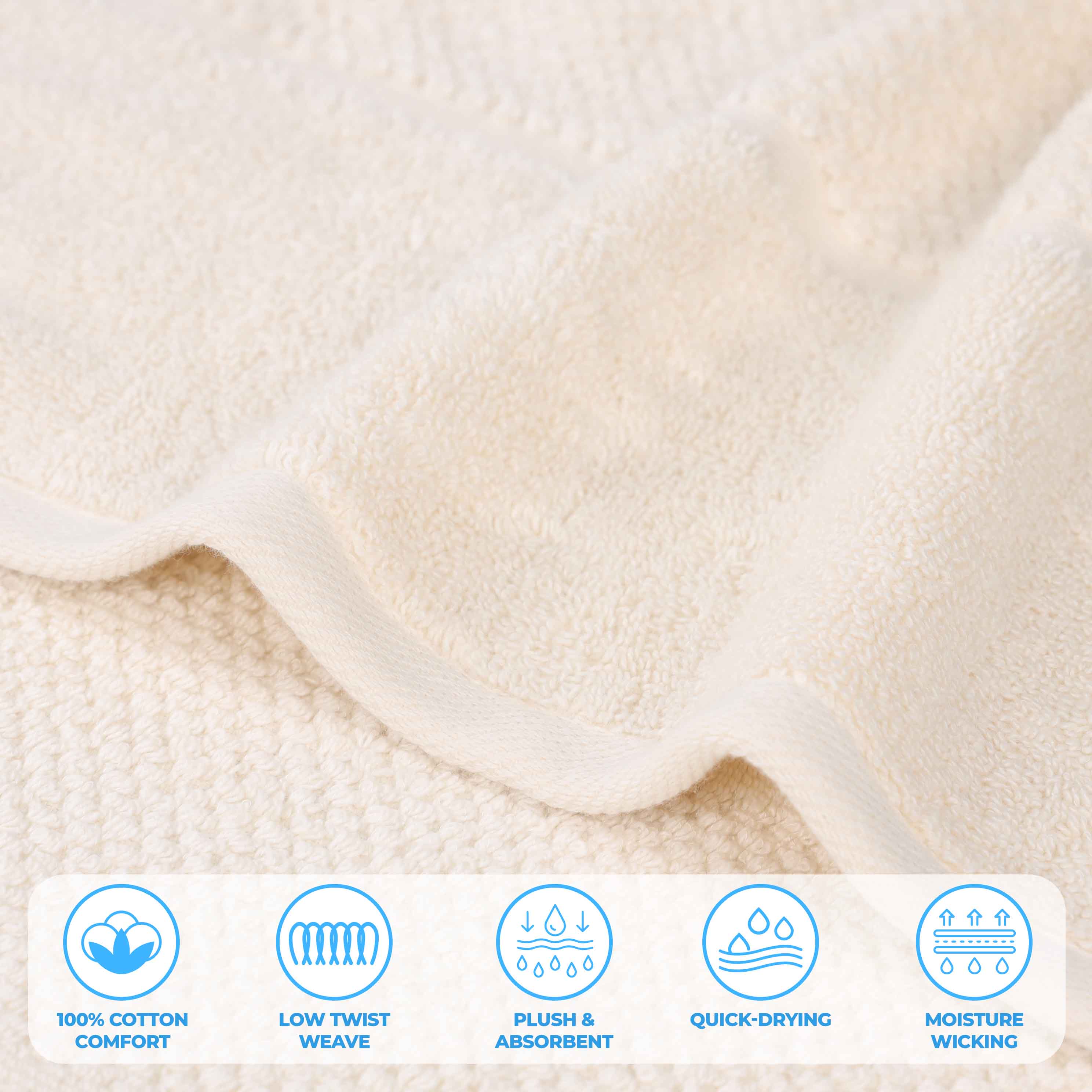 Premium 12-Pack Mile Smart Twist Cotton Medium Weight Face Towels | Soft & Absorbent Bath Towels for Spa, Gym & Travel | Solid Color Home Essentials