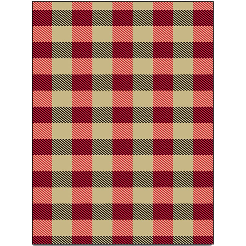 Vintage Buffalo Plaid Checkered Rug - Soft Non-Slip Indoor/Outdoor Carpet for Farmhouse, Bedroom, Living Room, Kitchen, Courtyard - 4'x4' Red Brown - Perfect for Cozy Home Decor & Entryway Mats