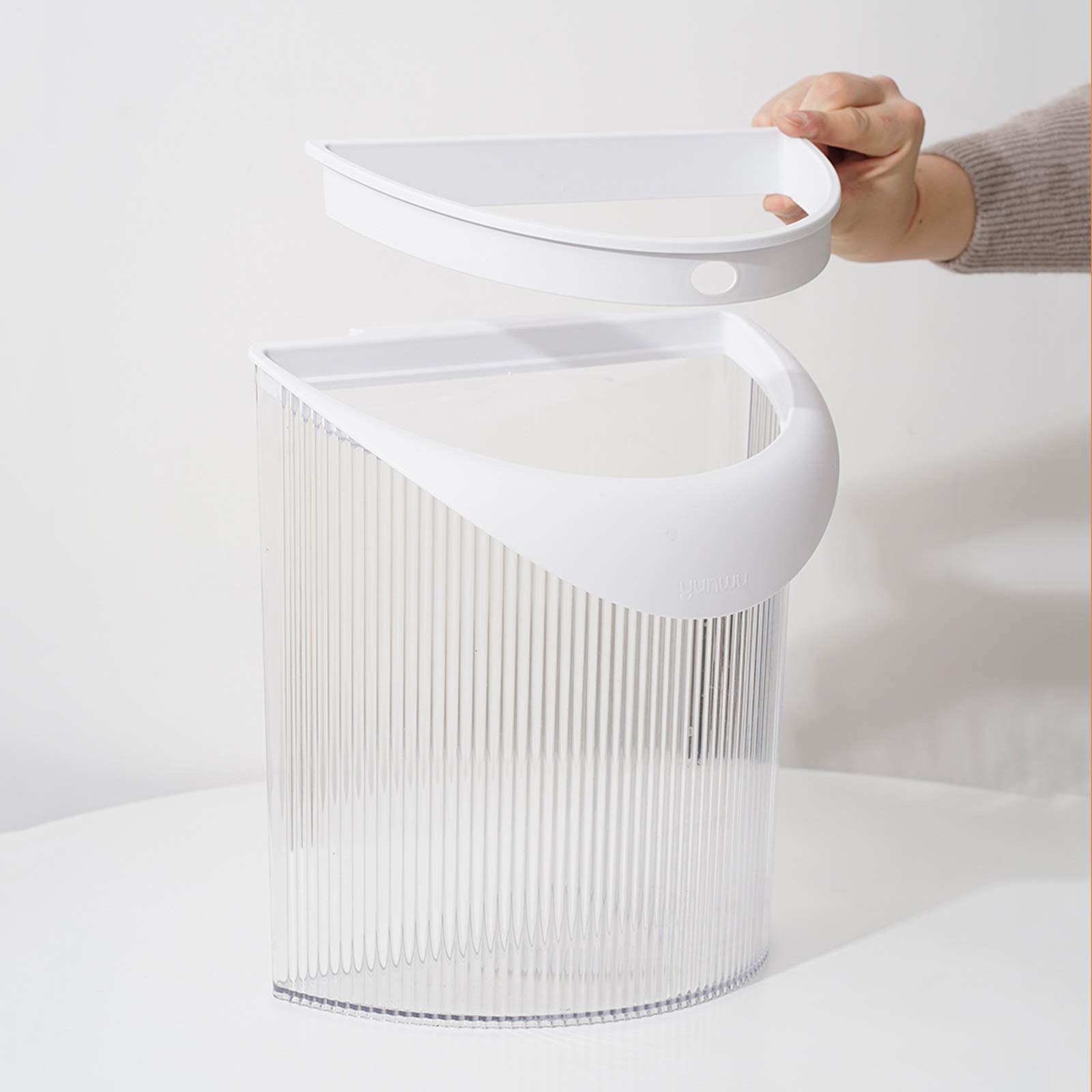 Wall Mounted Transparent Kitchen Trash Can - Under Sink Hanging Waste Bin for Cabinet Door, Plastic Garbage Storage Bucket for Recycling - Perfect for Small Spaces, RVs & Apartments