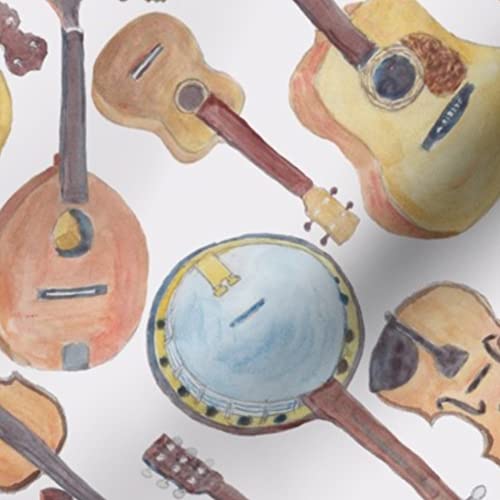 Strings Violin Instruments Guitar Ukulele Printed Petal Signature Cotton Fabric - Fat Quarter for Sewing, Quilting, Apparel & Crafts - Perfect for DIY Home Decor, Musical-Themed Projects & Gift Making