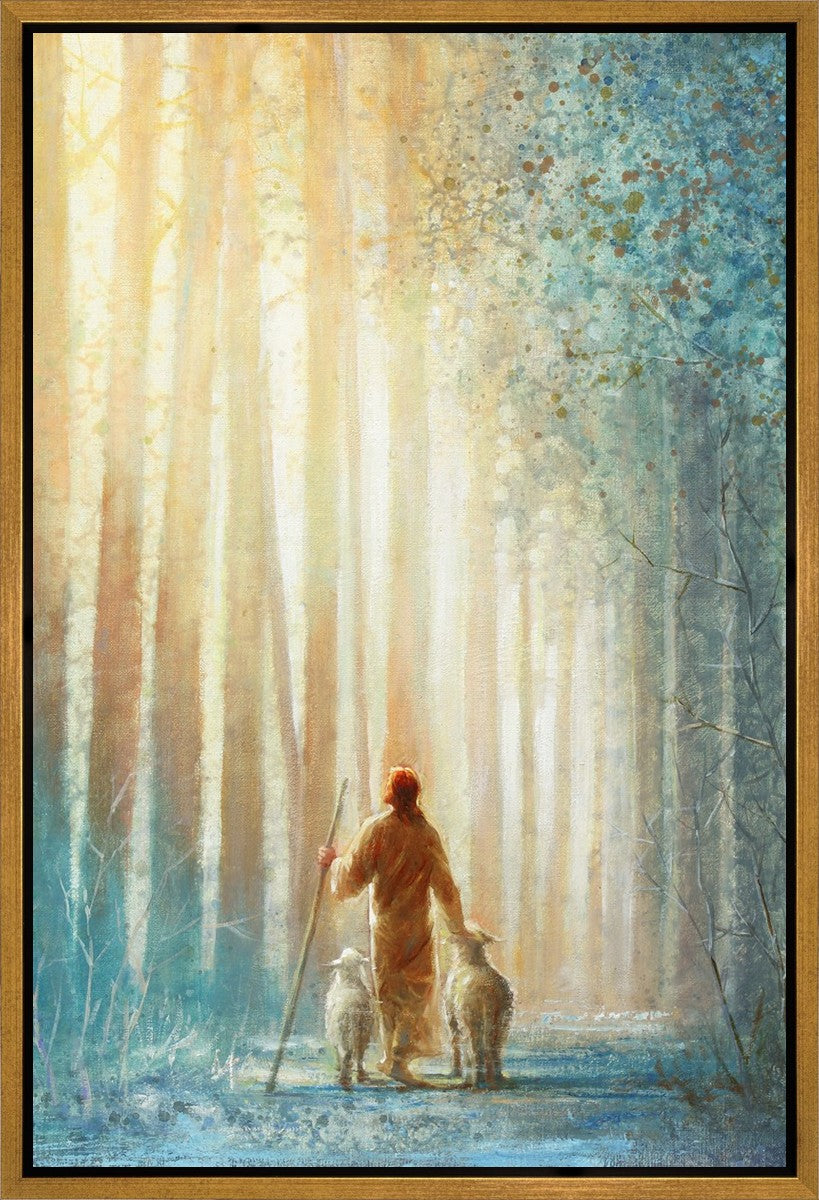 He Leadeth Me Inspirational Christian Canvas Wall Art - Gallery Wrap Ready-to-Hang Bible Verse Home Decor for Living Room, Bedroom & Office