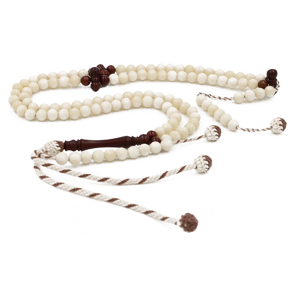 BasmalaBeads Camel Ivory Islamic Prayer Beads with Brown Tassels - 99 Count Tasbih for Muslim Worship, Meditation & Stress Relief