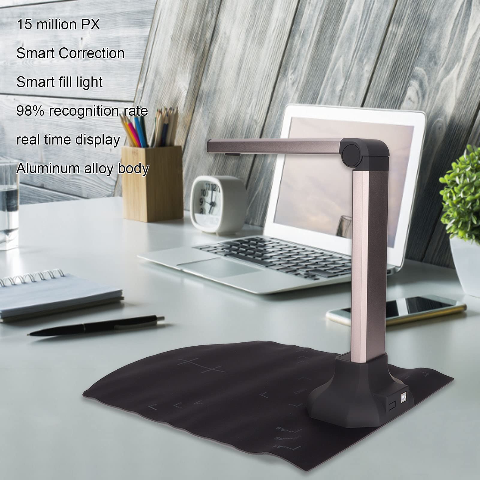 15MP HD A4 Auto-Focus USB Document Scanner with Multi-Language OCR - Compatible with Windows | Perfect for Scanning Books, Files, Notes & Pictures at Home or Office