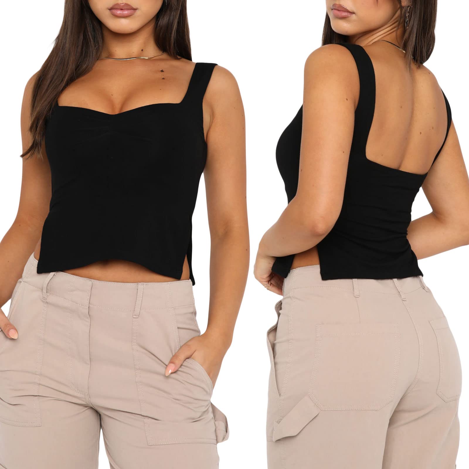 Sexy Women's Spaghetti Strap Cami Top - Backless Lace-Up Y2K Mini Vest Tank for Summer Going Out | Clubwear, Beach Outfits, Date Night Fashion