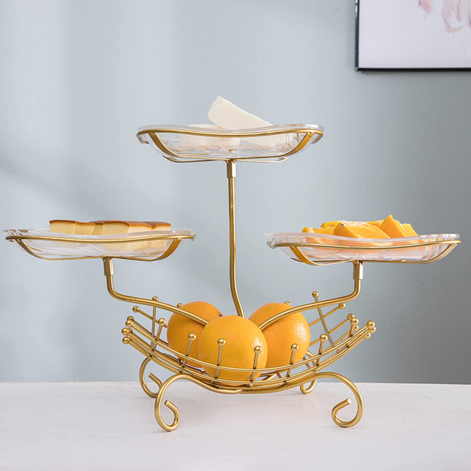 Vintage Metal Tabletop Fruit Basket Holder - Elegant Sturdy Fruit Bowl for Home, Office, Wedding Decor - Creative Luxury Ornament (31x47cm) - Perfect for Kitchen Counter, Dining Table & Party Centerpiece