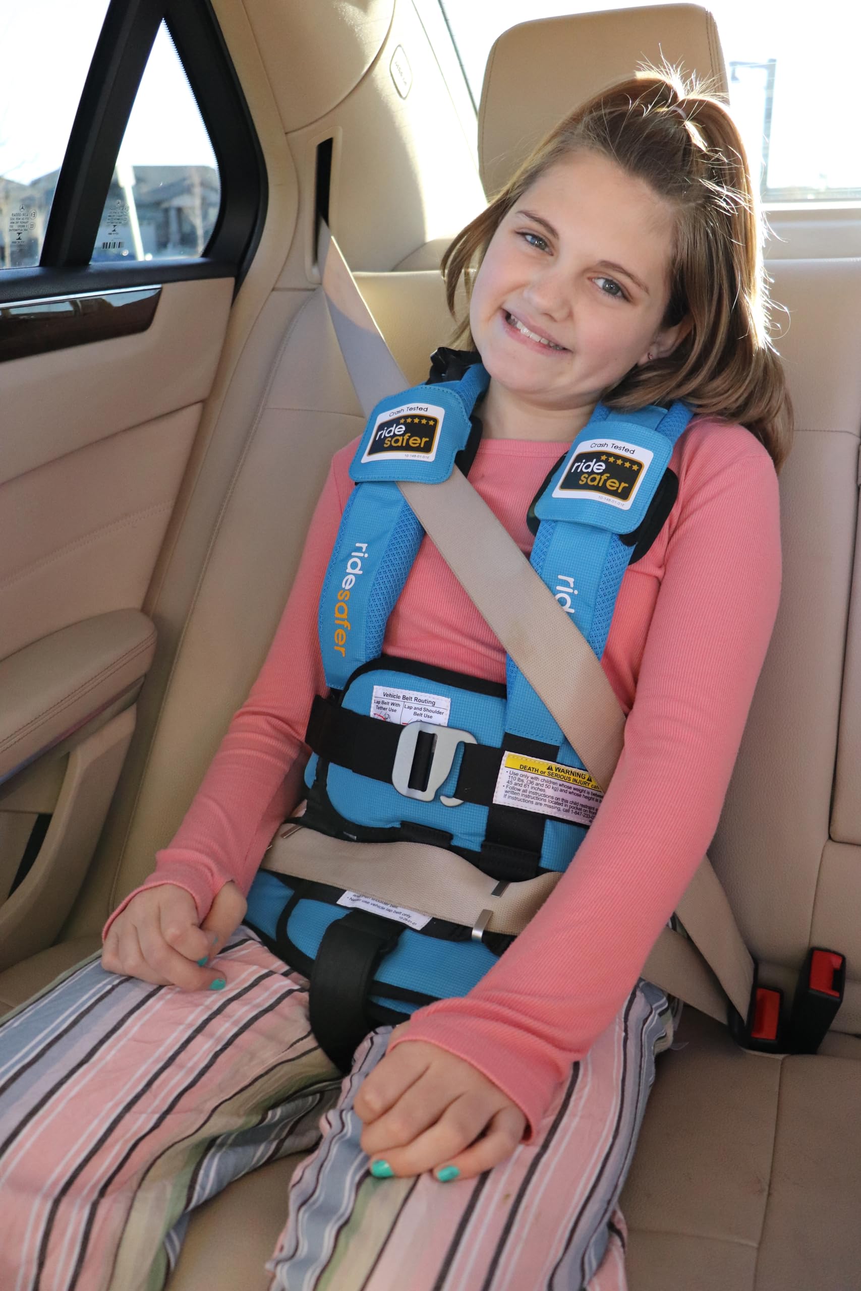 **Extra Large Lightweight Portable Car Seat - Blue Compact Travel & Everyday Child Safety Booster for Infants & Toddlers - Ideal for Airplanes, Road Trips & Daily Commutes**
