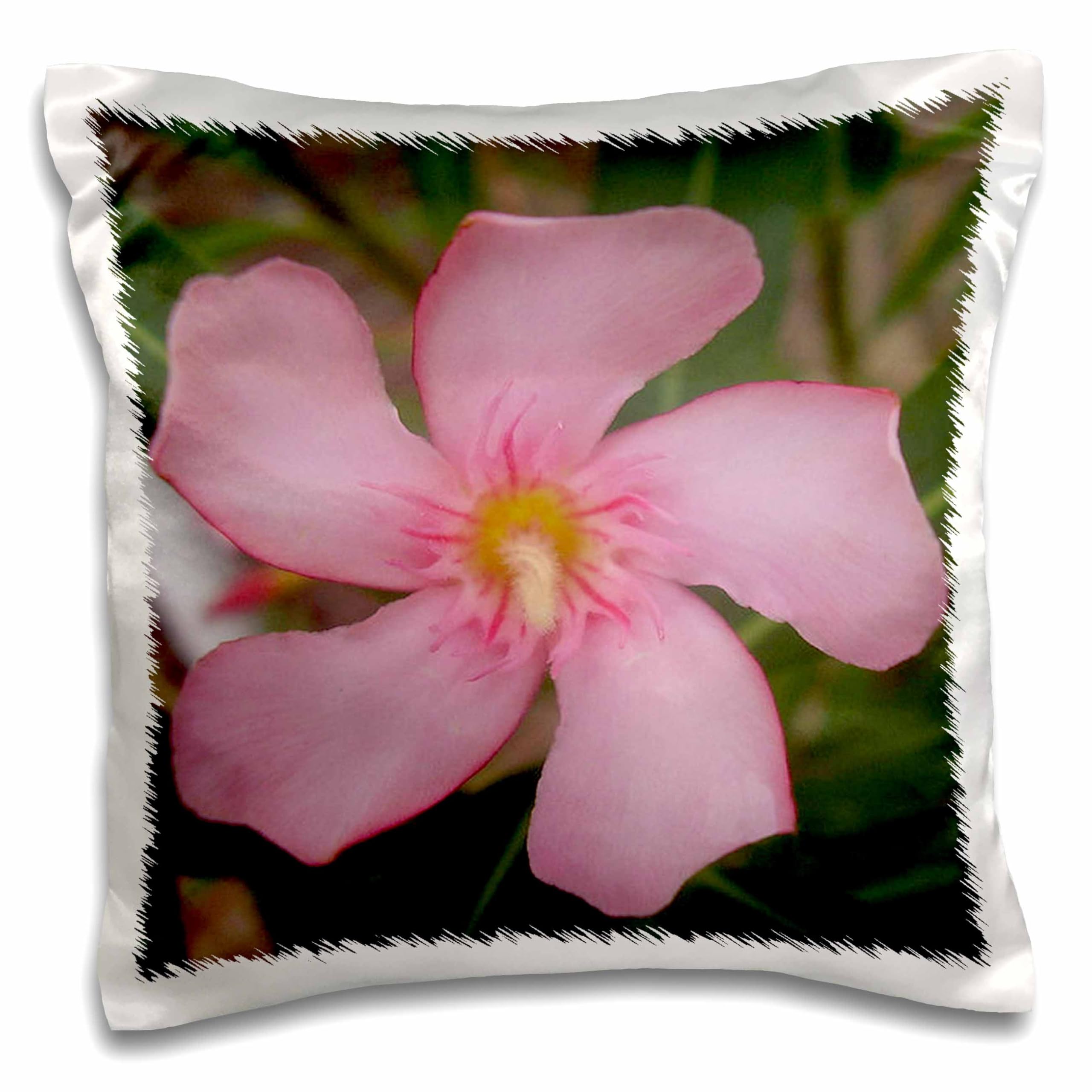 3D Rose Pink Oleander Flower Pillow Case - 16x16 Inch Decorative Cushion Cover for Sofa, Bed, Living Room - Tropical Plant & Tree Design Home Decor