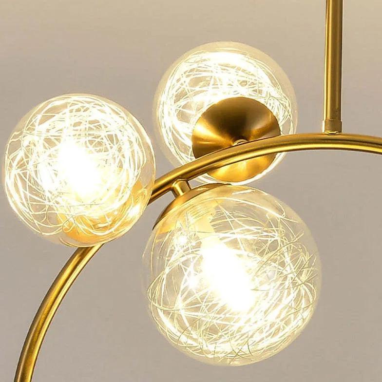 Modern Semi Arc White Glass Ball Pendant Light - Elegant Hanging Chandelier for Dining Room, Kitchen Island, Bedroom & Living Room Decor