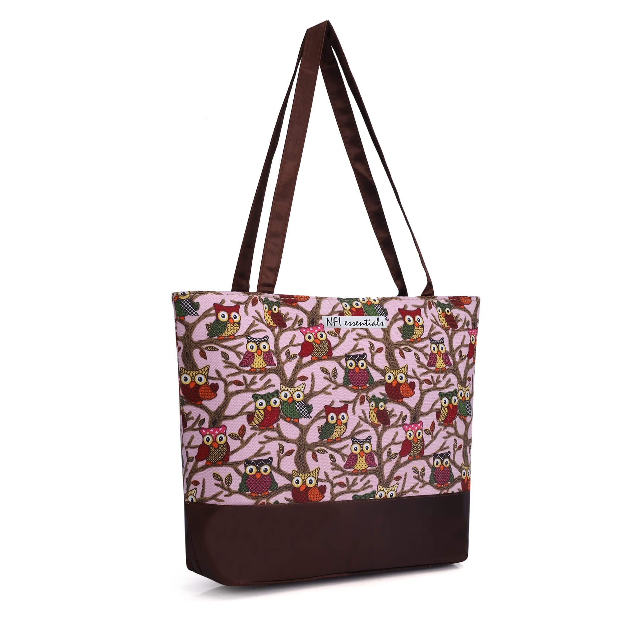 NFI Essentials Zip Tote Bag for Women - Stylish Polyester Canvas Blend Handbag - Perfect for Shopping, Travel, Work, Beach, Office & College - Red & Black - Ideal for Everyday Use, Commuting & Weekend Getaways