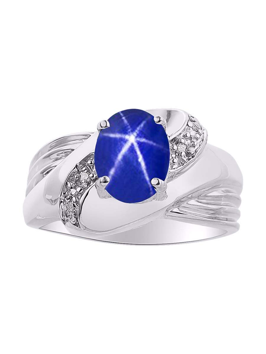 RYLOS Sterling Silver Rings for Women - 9X7MM Oval Gemstone & Genuine Diamond Jewelry, Classic Design Engagement & Wedding Rings (Sizes 5-10) | Perfect for Anniversary Gifts, Valentine's Day & Special Occasions