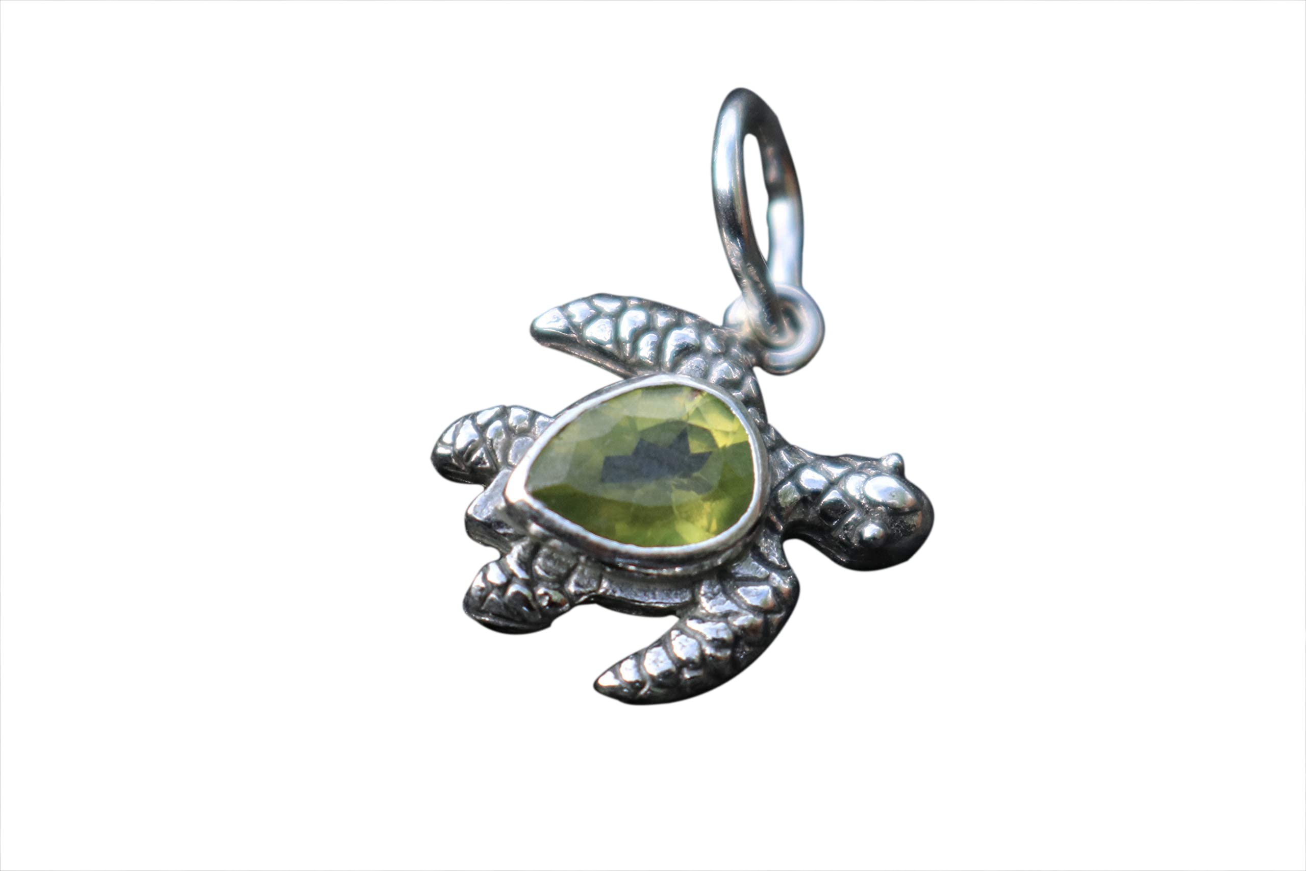 Peridot Turtle Charm Necklace - Sterling Silver Pendant for Women, Gift for Nature Lovers, Birthday & Anniversary Jewelry