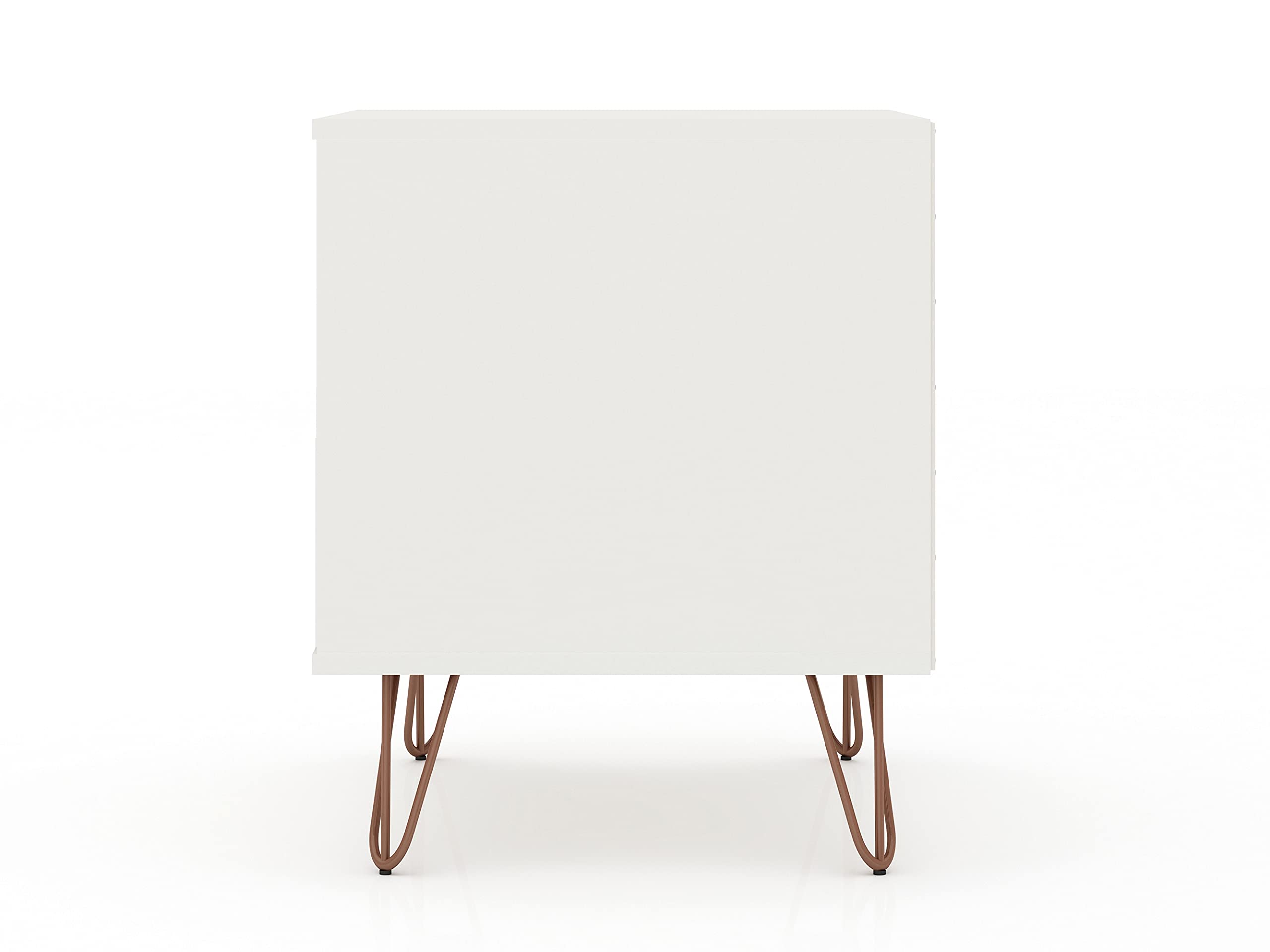 Mid Century Modern Nightstands Set of 2 - White Rockefeller Bedside Tables with Drawer & Cubby Storage | Functional Bedroom & Living Room Furniture for Home Organization | Perfect for Small Spaces & Guest Rooms