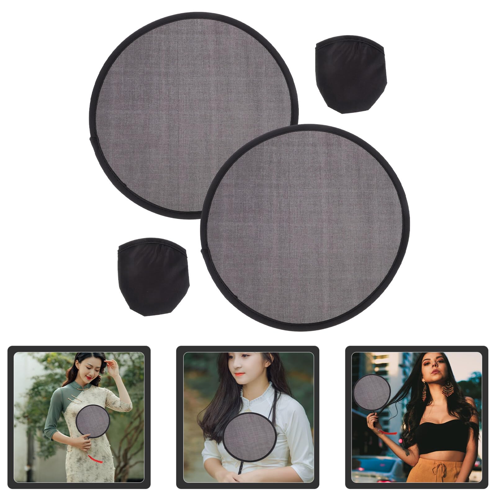IMIKEYA 2 Pack Mini Folding Hand Fan - Portable Collapsible Japanese Style Round Handheld Fan for Summer, Travel, Outdoor & Indoor Use - Classic Design for Cooling Comfort