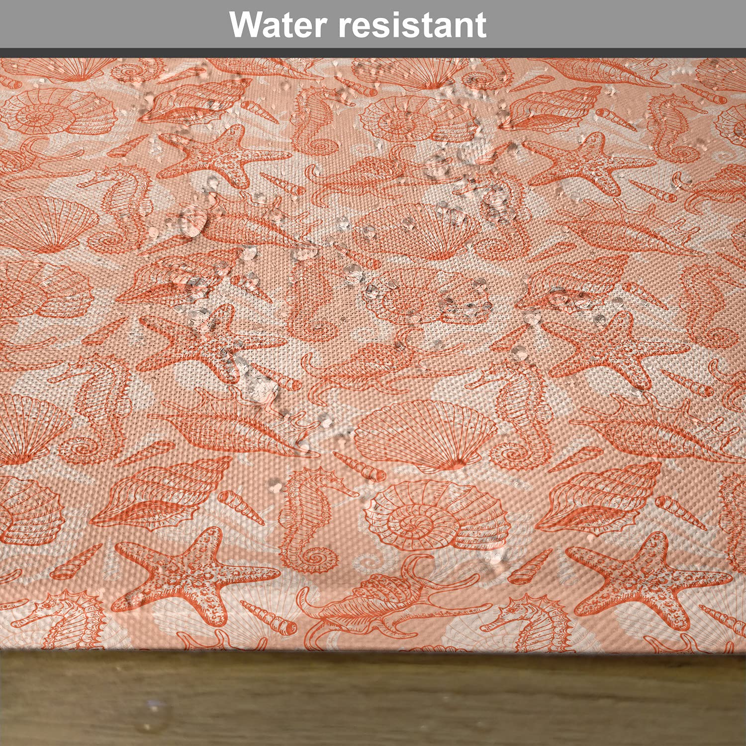 Ambesonne 4-Piece Shells Placemats Set - Hand-Sketched Seahorse, Starfish & Scallops Design - Washable Fabric Table Mats for Dining Room & Kitchen Decor in Warm Burnt Sienna, Rust & Pale Orange | Perfect for Beach-Themed Dinner Parties, Coastal Home Decor & Summer Entertaining