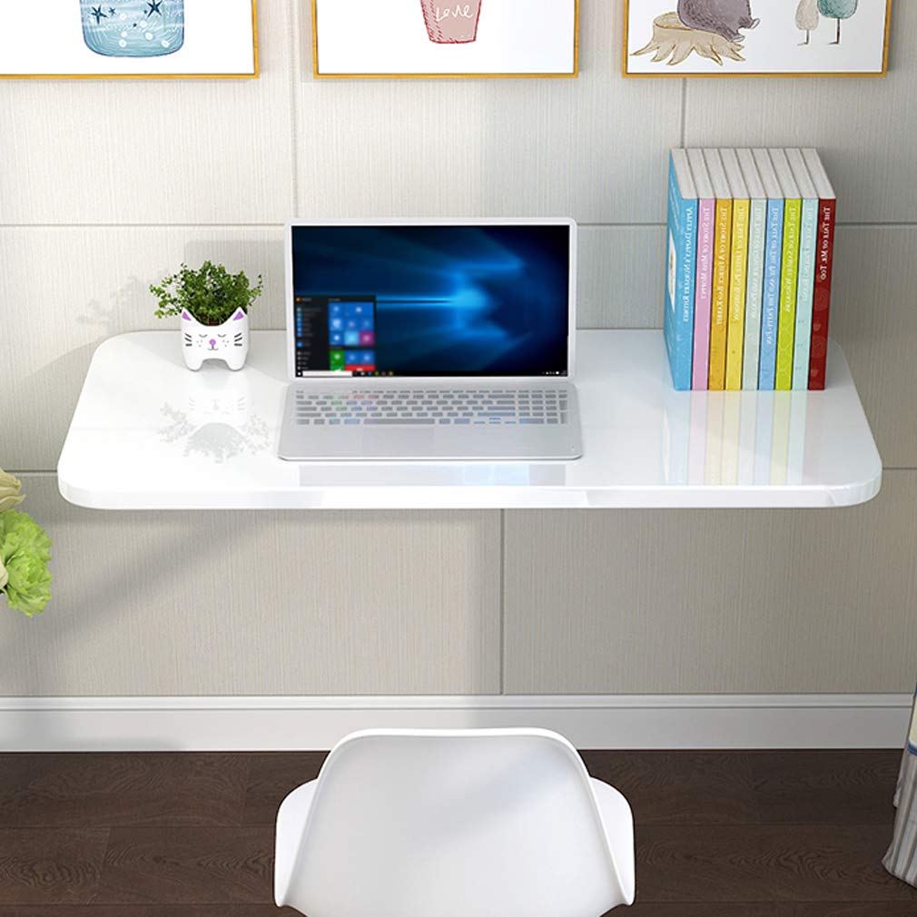 Wall-Mounted Folding Table - Space Saving Computer Desk & Dining Table with Bright White Surface (1.8cm Thick, 70x40cm/27.5x15.5in) - Perfect for Small Apartments, Home Offices & Kitchen Nooks