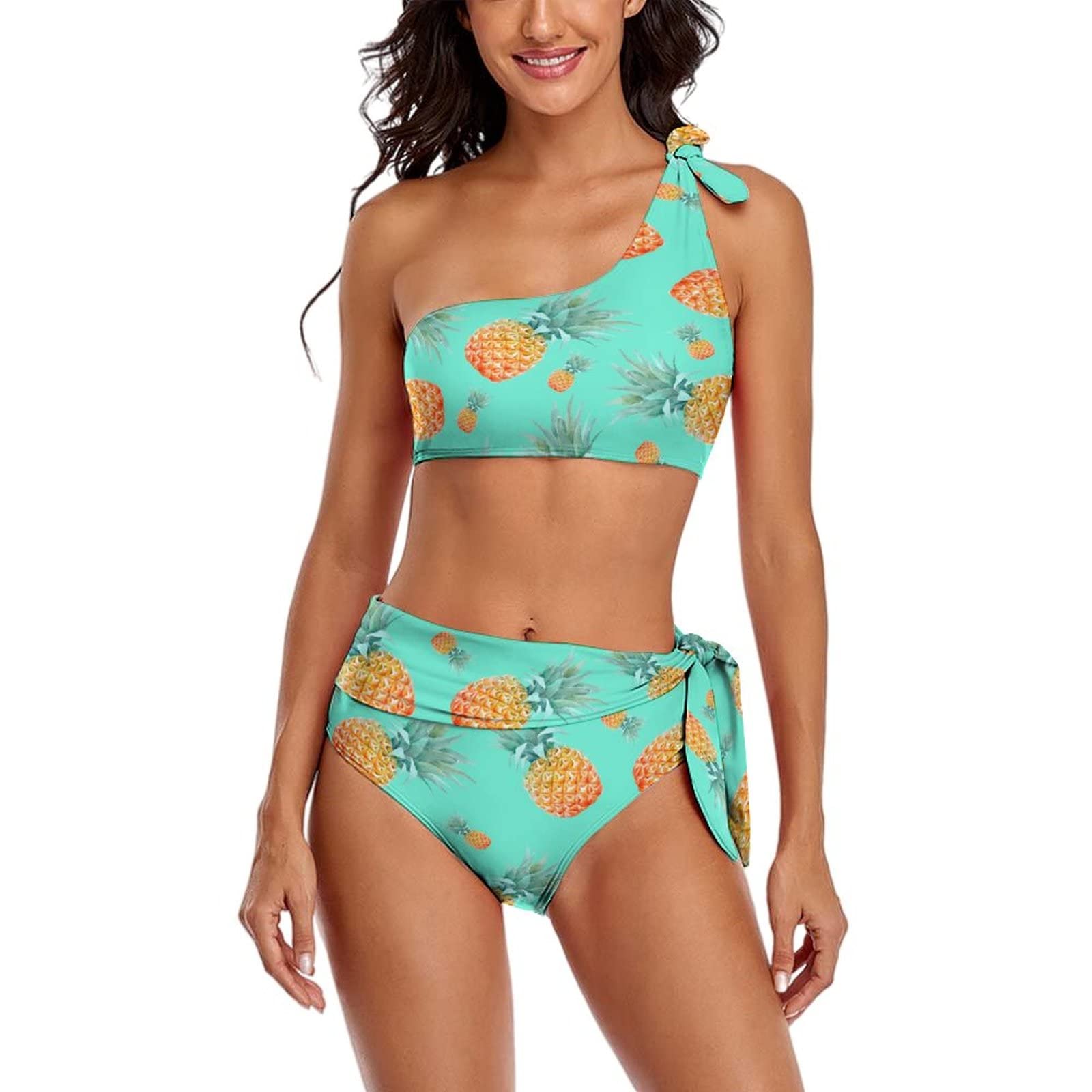 Stylish Pineapple Print Bikini Set for Teen Girls & Women - Trendy Two-Piece Swimsuits for Beach, Pool & Summer Vacations